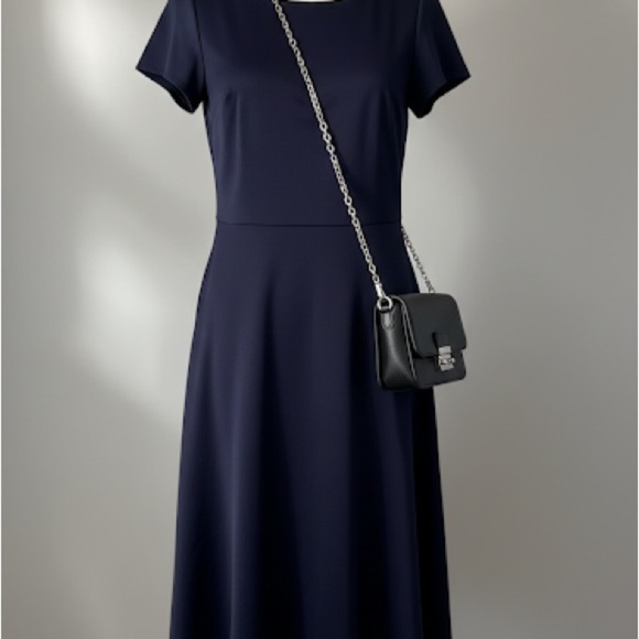 no brand Dresses & Skirts - Navy Blue Fit & Flare Dress S | Soft Y2K Minimalist A-Line